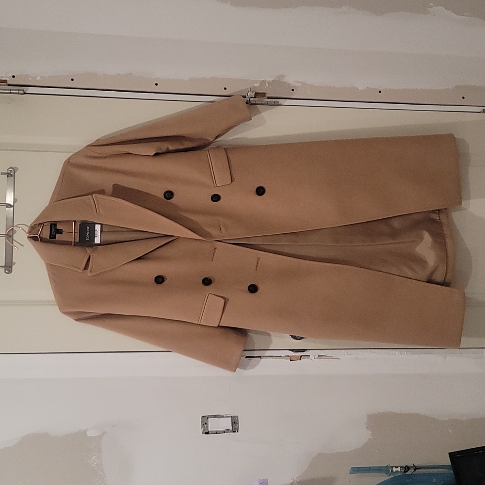 NWT Topshop maxi double breasted camel coat